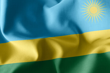 3D rendering illustration flag of Rwanda. Waving on the wind fla