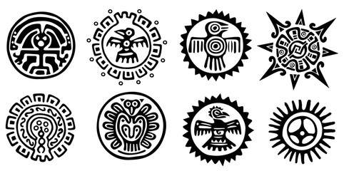 Design und Motive von Inka, Maya, Azteken aus Südamerika - obrazy, fototapety, plakaty