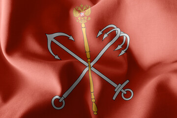 3D illustration flag of Saint Petersburg is a region of Russia.
