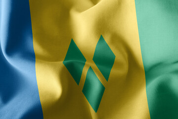 3D rendering illustration flag of Saint Vincent. Waving on the w