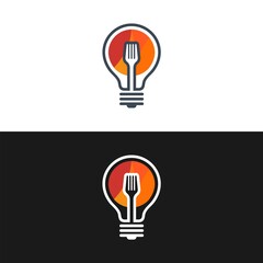 illustration vector graphic of Light Bulb Fork Sun Fried Egg Breakfast Restaurant Creative logo design inspiration. perfect of logos for internet logo, business, food etc.	