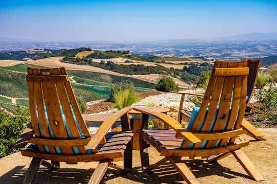 chairs over a vineyard in Paso Robles