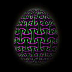 Happy Easter, Artfully designed and colorful 3D easter egg, 3D illustration on black background