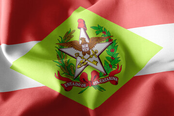 3D illustration flag of Santa Catarina is a state of Brazil. Wav