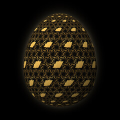 Obraz na płótnie Canvas Happy Easter, Artfully designed and colorful 3D easter egg, 3D illustration on black background
