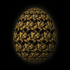 Happy Easter, Artfully designed and colorful 3D easter egg, 3D illustration on black background