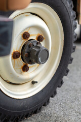 jeep wheel close up old safari