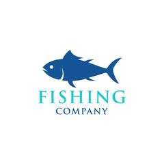 Fish symbol on white background, Vector. Sport fishing club, restaurant, canned, food logo. Tuna written in spanish