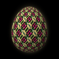 Happy Easter, Artfully designed and colorful 3D easter egg, 3D illustration on black background