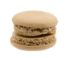 Coffee macaron isolated on white background