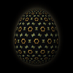 Happy Easter, Artfully designed and colorful 3D easter egg, 3D illustration on black background