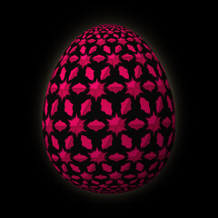 Happy Easter, Artfully designed and colorful 3D easter egg, 3D illustration on black background