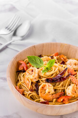 Spaghetti Spicy Dried Chilly with Shrimp