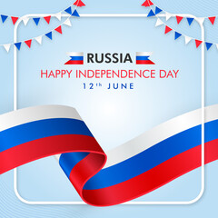 Happy Russia Independence Day Holiday Background with Flag