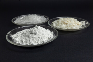 raw materials for the cosmetics industry, mint crystal, wax, powder