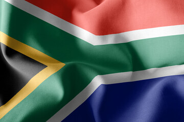 3D rendering illustration flag of South Africa. Waving on the wi