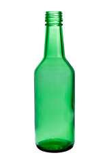 green empty beer bottle
