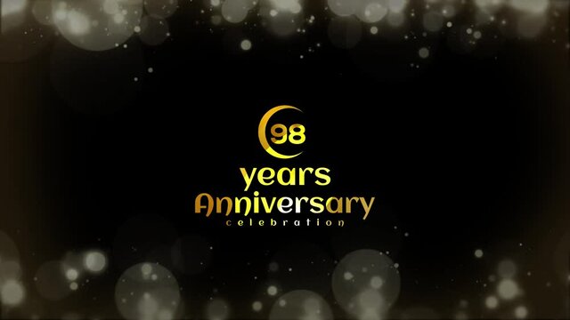 Celebration of 98 Years Anniversary Day Party , invitation Moments Gold Color Creative Logo Videos