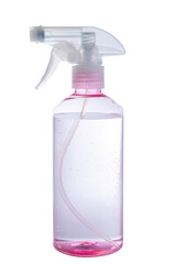 Isolated side view of the clear spray bottle