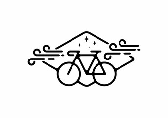 Black line art illustration of bicycle in unique diamond shape