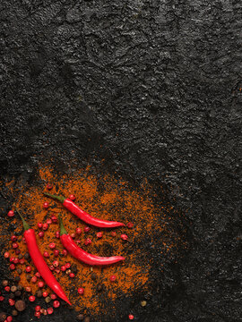 A vertical closeup of a red hot chili pepper