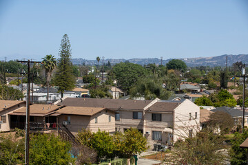 Fototapeta na wymiar Daytime sunny view of downtown Baldwin Park, California, USA.