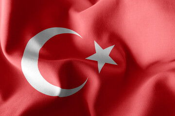 3D rendering illustration flag of Turkey. Waving on the wind fla