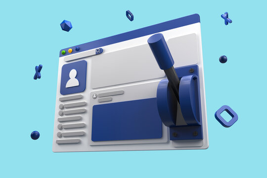 social page with a joystick 3d illustration