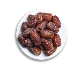 Fruits of date palm Phoenix dactylifera on white background,Dried dates