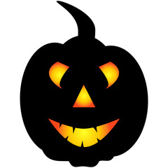 Halloween pumpkin icon. Autumn symbol. Halloween scary pumpkin with a smile, burning eyes.