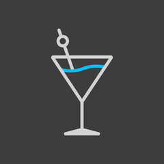 Cocktail drink glass icon on dark background