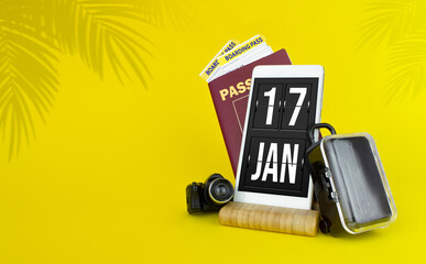 January 17th. Day 17 of month, Calendar date. Mechanical calendar display on your smartphone. The...