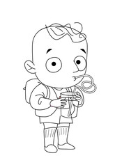 Kid. Contour vector cartoon illustration on white