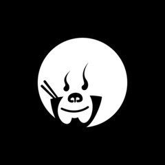 Noodle bowl with monkey character and moonlight.