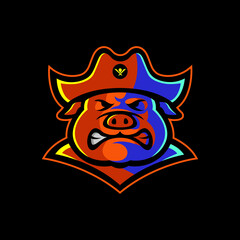 Pirate pig head mascot.