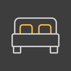 Double bed flat vector icon on dark background
