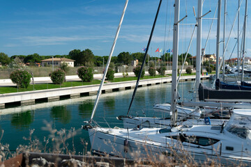 Sailboats resting in the harbor