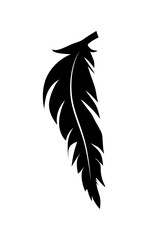 illustration of an old feather. Feather silhouette. Retro image of letter with feather icon.