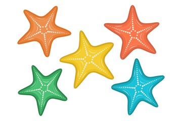 Fototapeta na wymiar Multicolored starfish in cartoon style. Design element. Hello summer. Vector illustration
