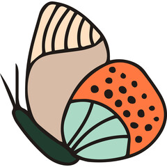 Colorful spring nature hand drawn butterfly with design