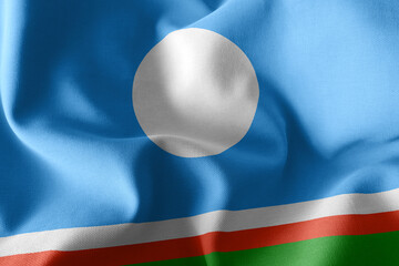 3D illustration flag of Yakutia is a region of Russia.