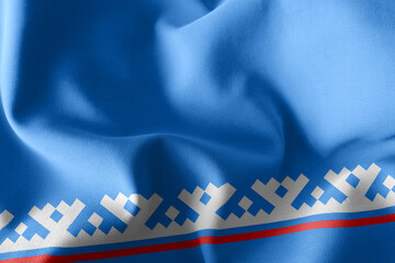 3D illustration flag of Yamalo-Nenets Autonomous Okrug is a regi