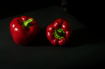 Red Peppers On Black Background High Definition Stock Image 