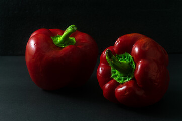 Red Peppers On Black Background High Definition Stock Image 