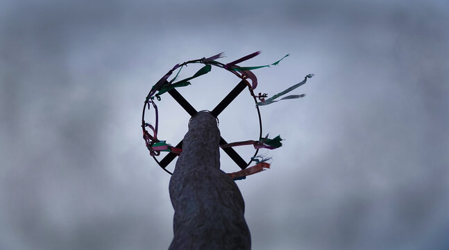 Wheel on a pole with ribbons