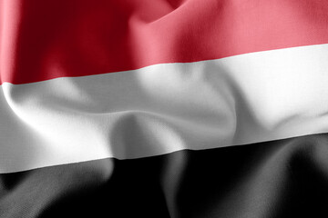 3D rendering illustration flag of Yemen. Waving on the wind flag