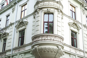19th ancient white house Neobaroque style in Lviv, Ukraine