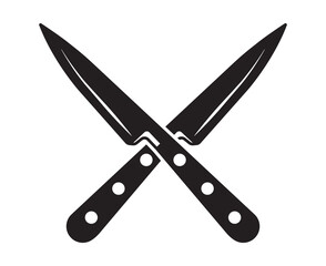 Crossed kitchen knife flat vector icon for apps or websites