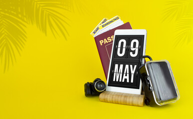 May 9th. Day 9 of month, Calendar date. Mechanical calendar display on your smartphone. The concept...