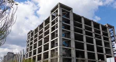 Unfinished building of the Darnitsky suburban railway station in Kiev